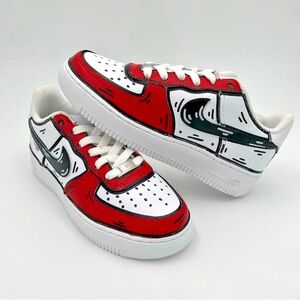 Cartoon red and white custom sneakers